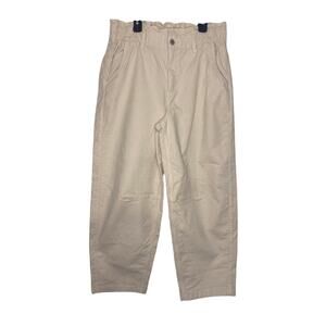 American Eagle White High Waisted Barrel Leg Corduroy Pants Paper Bag Size 8